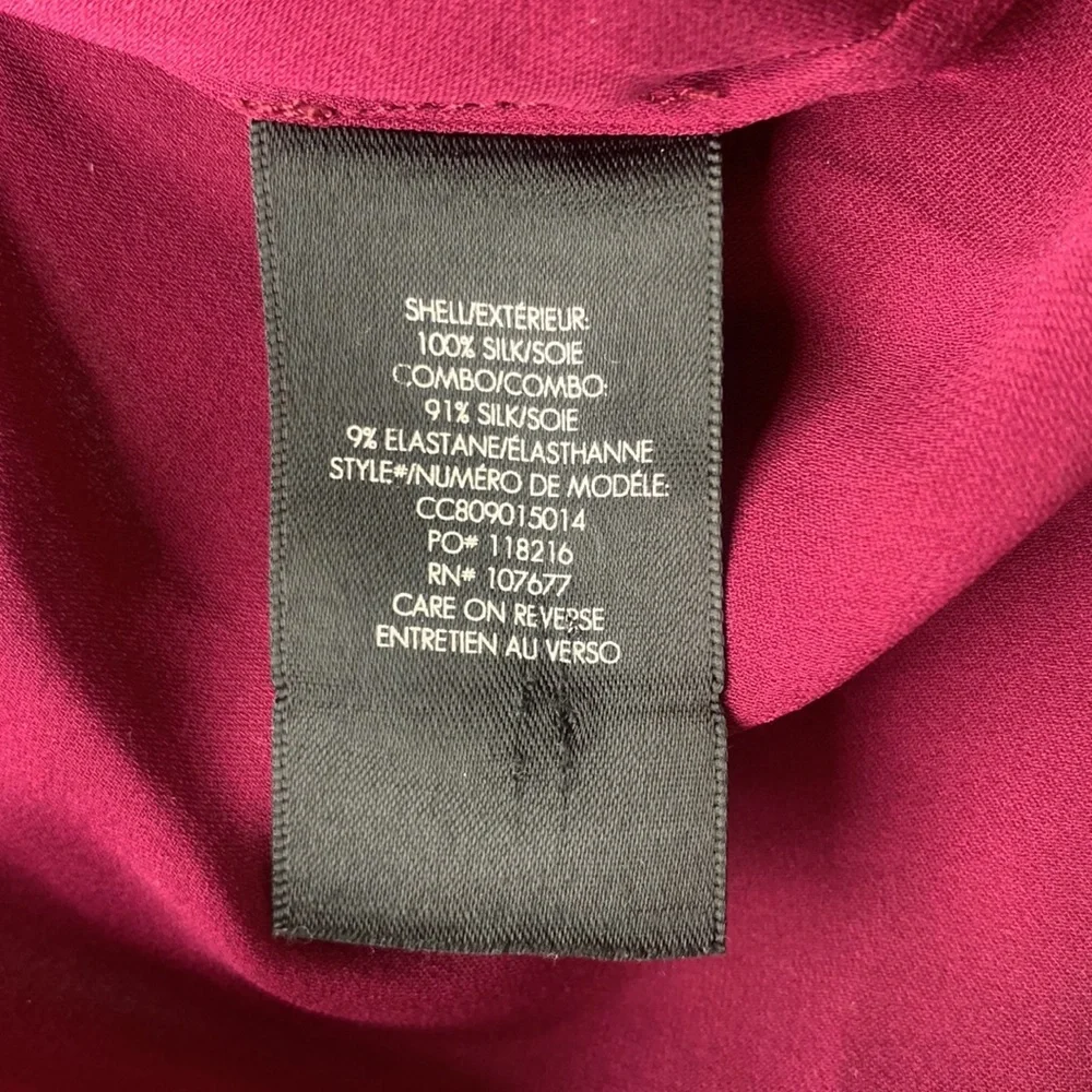 ALICE + OLIVIA 'Currant' Purple 100% Silk Top with Neck Tie Blouse Size XS - Picture 13 of 16